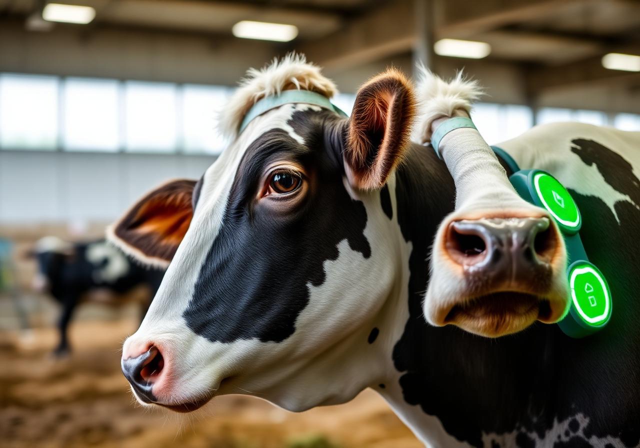Dairy cow with IoT smart collar